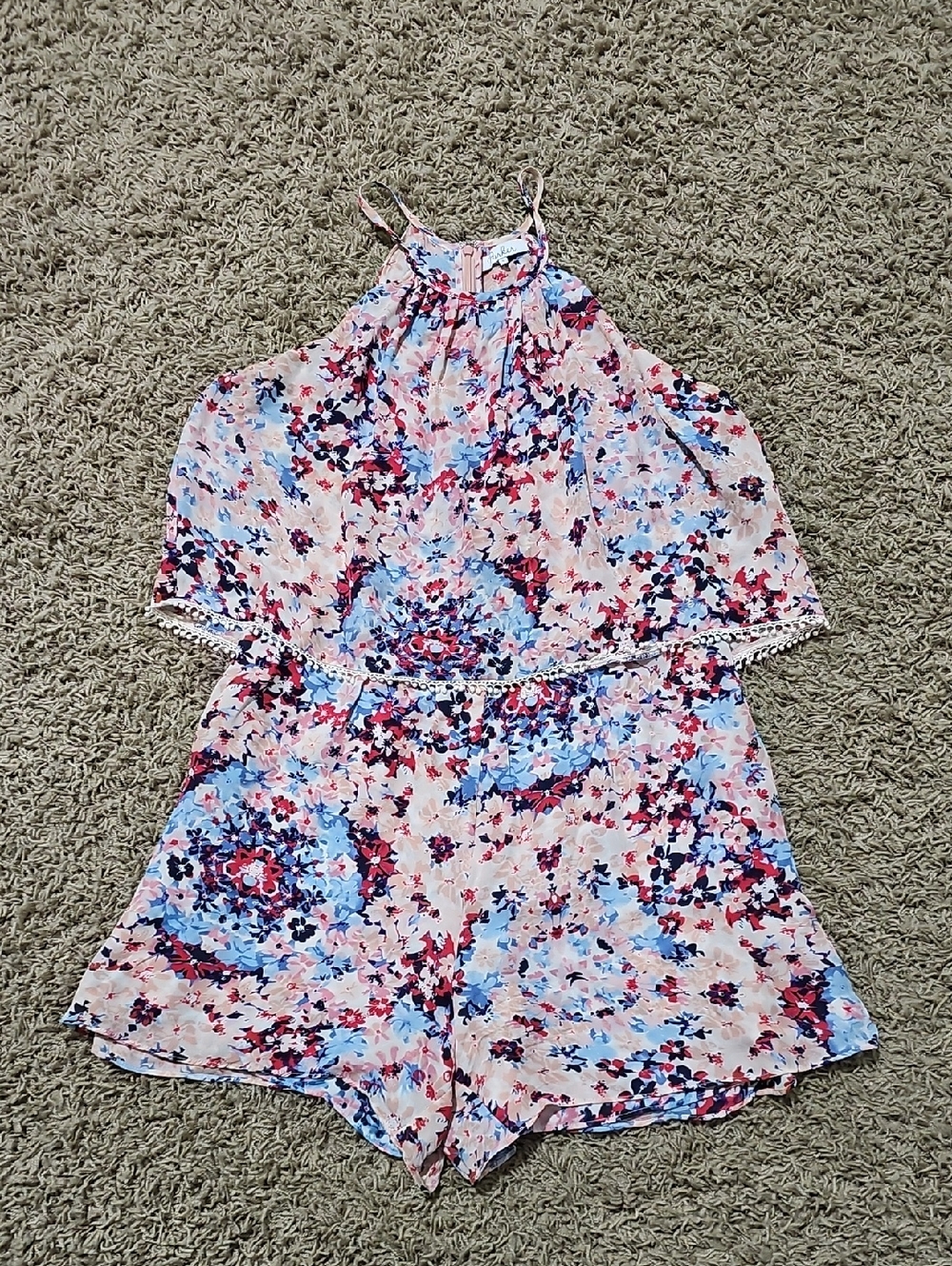 Parker Catamaran Romper Silk Floral Sleeveless Shorts Small Pink Flowy - Picture 2 of 6